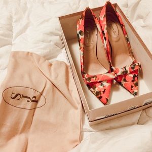 SJP ‘Sister’ Pink Floral Pointy Toe Pump Heels